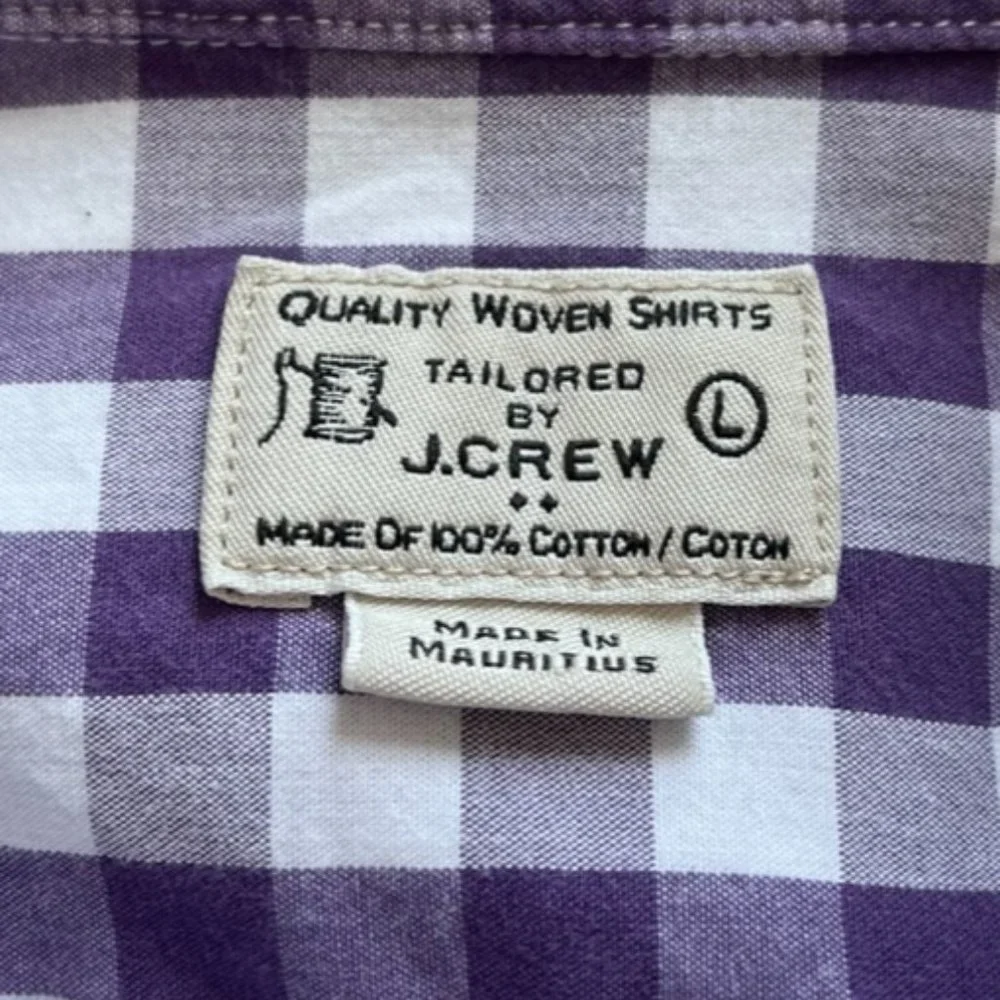 Quality Woven Shirts Tailored by J.Crew Long Sleeve Button-Down Size Large Check